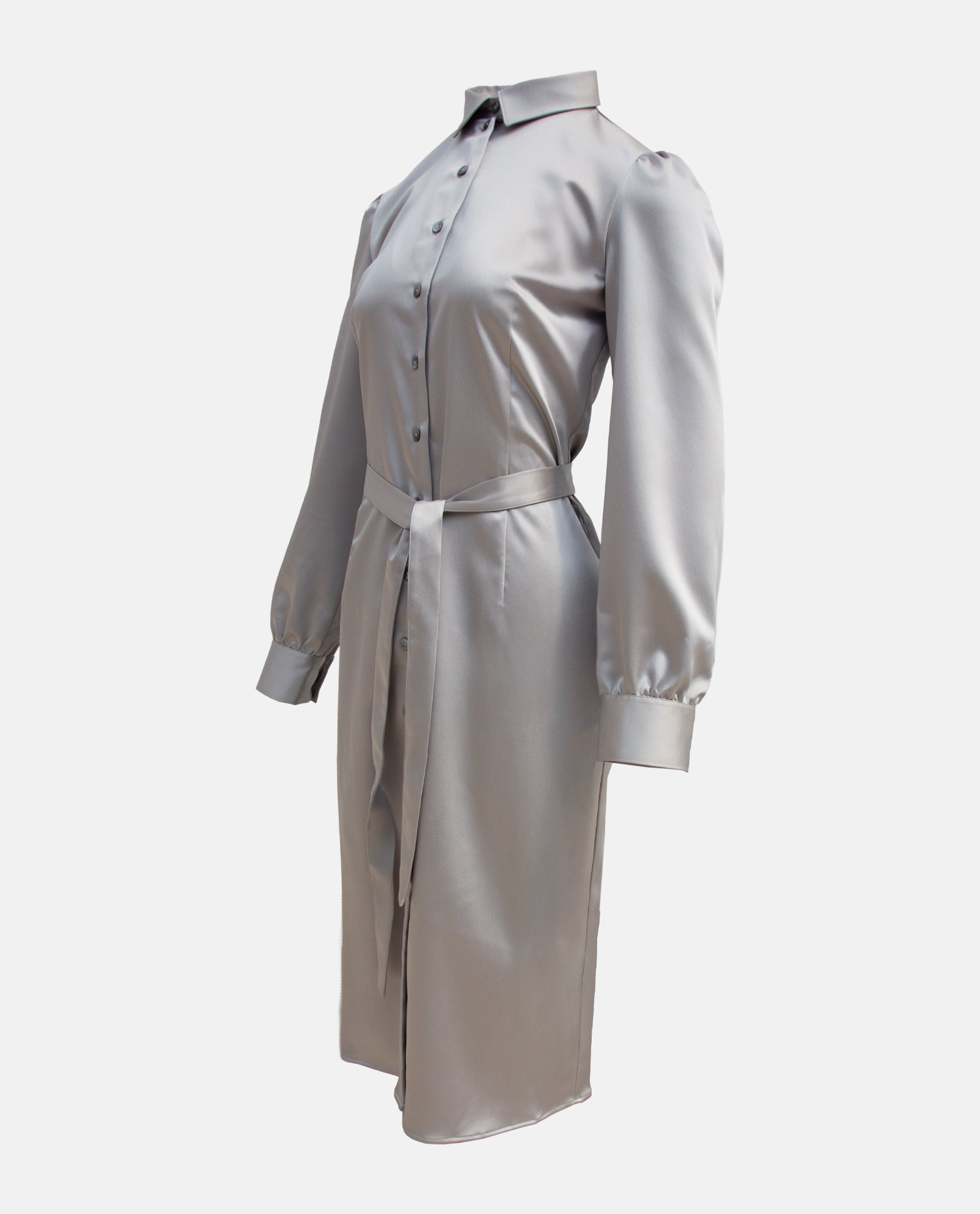 Silver Sateen Midi Dress