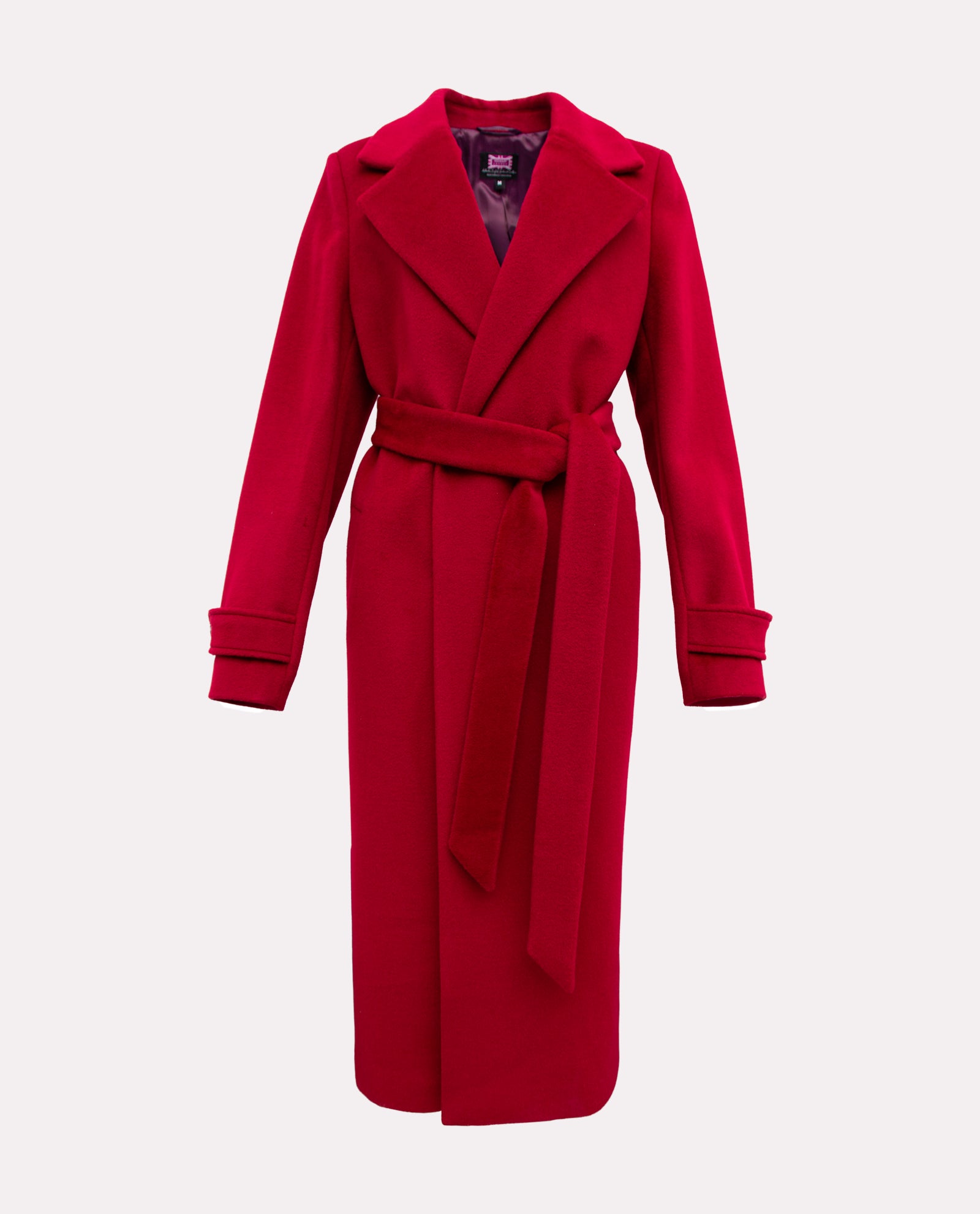 Women's Crimson Wool Wrap Overcoat