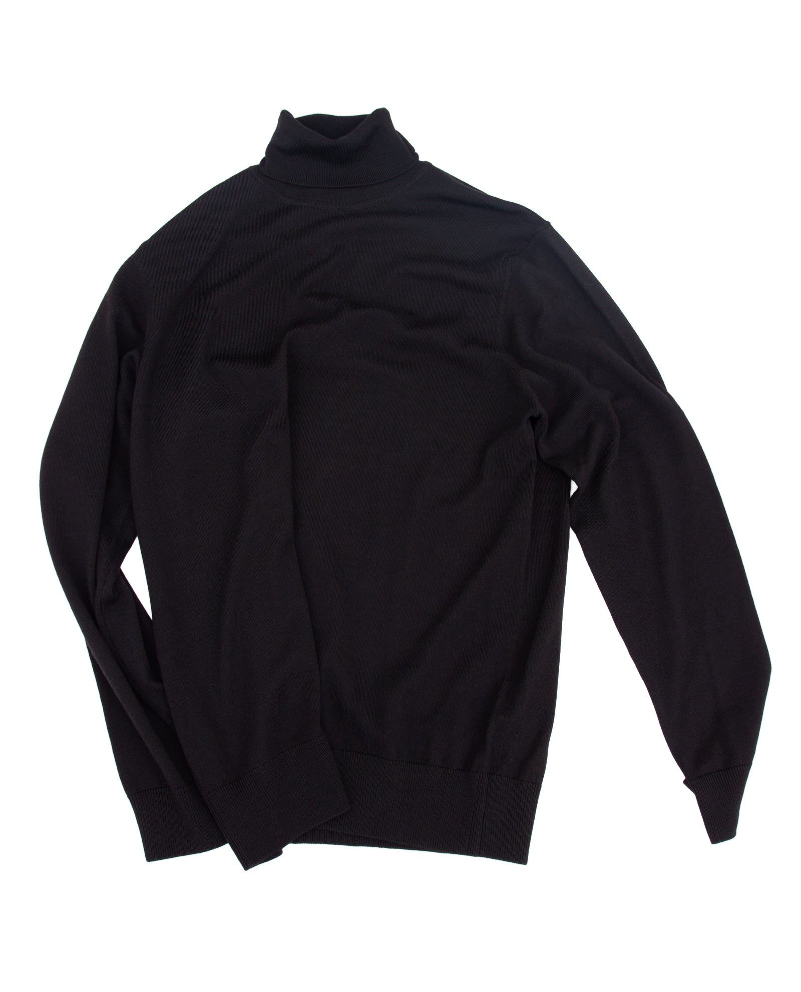 Women’s Extra-Fine Merino Wool Roll Neck Sweater — Black