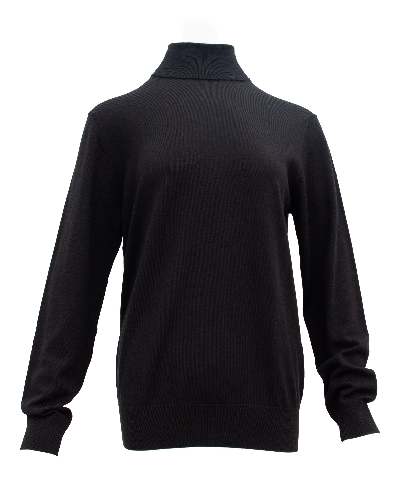 Women’s Extra-Fine Merino Wool Roll Neck Sweater — Black