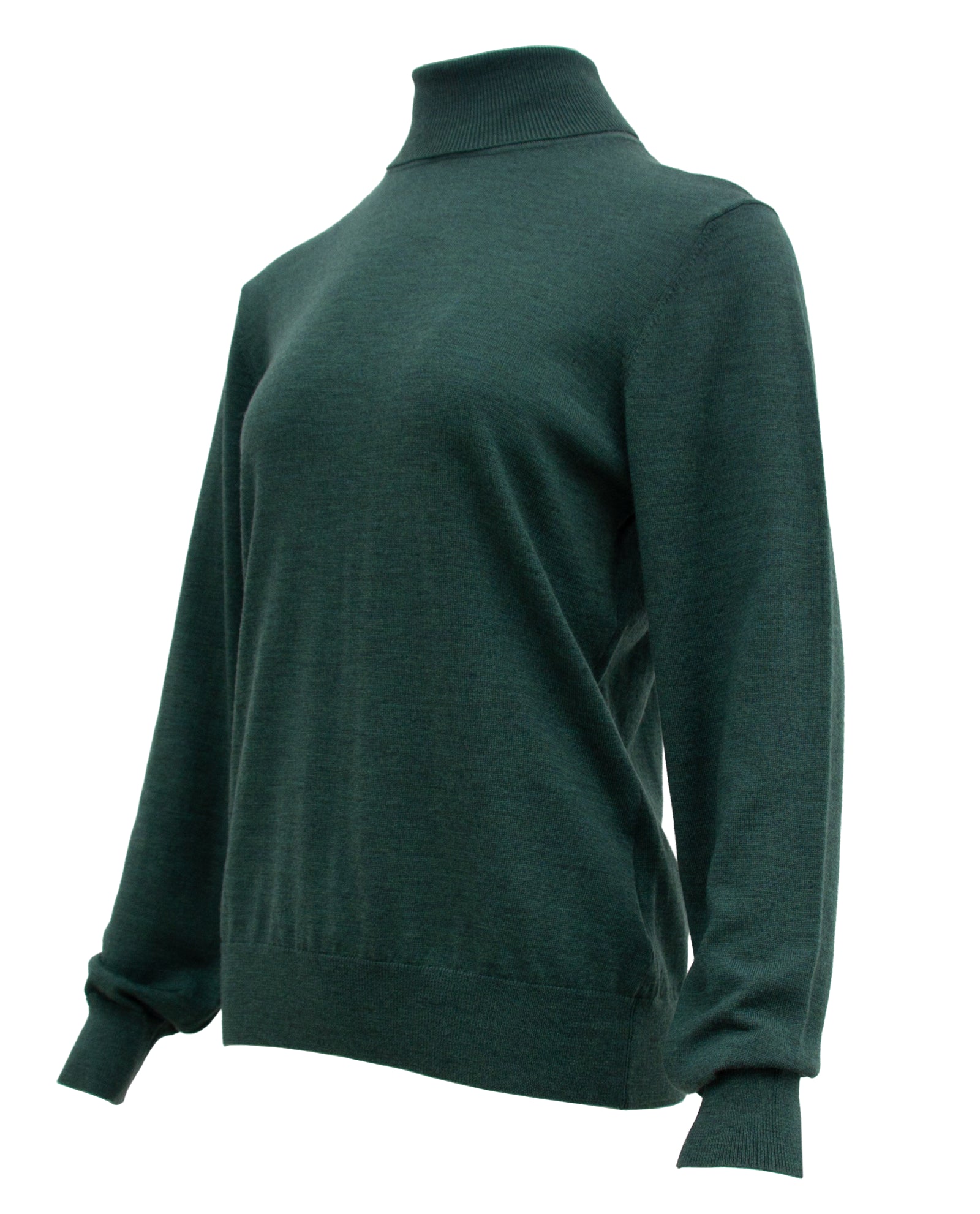 Women’s Extra-Fine Merino Wool Roll Neck Sweater — Forest Green