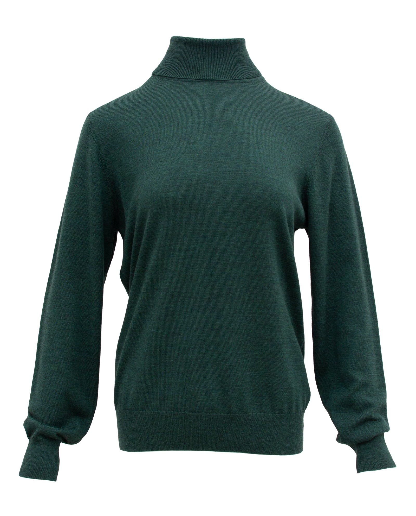 Women’s Extra-Fine Merino Wool Roll Neck Sweater — Forest Green