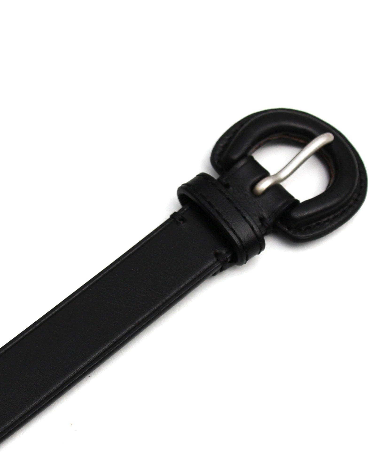 Black Leather Horseshoe Buckle Belt