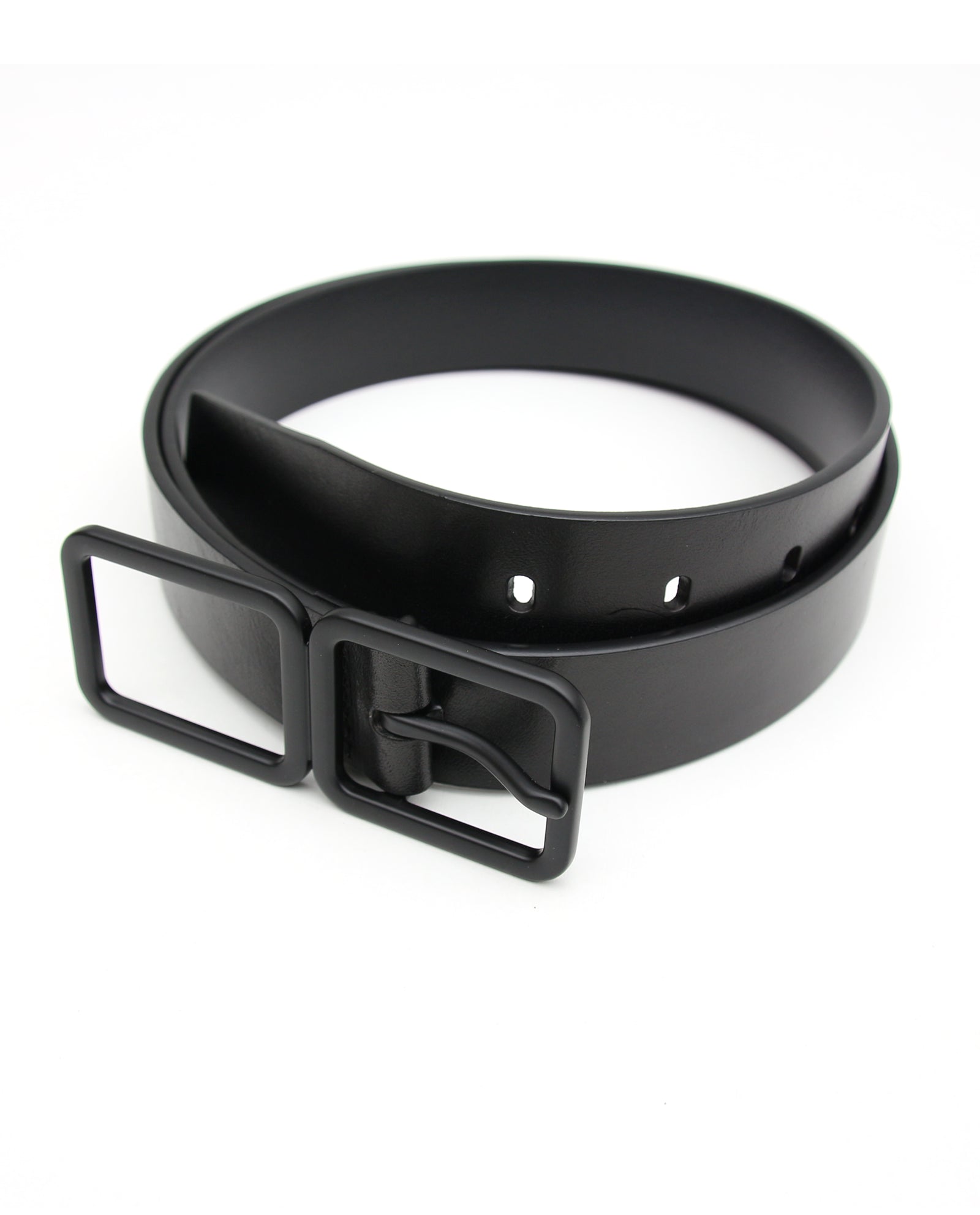 Black Leather Square Buckle Belt
