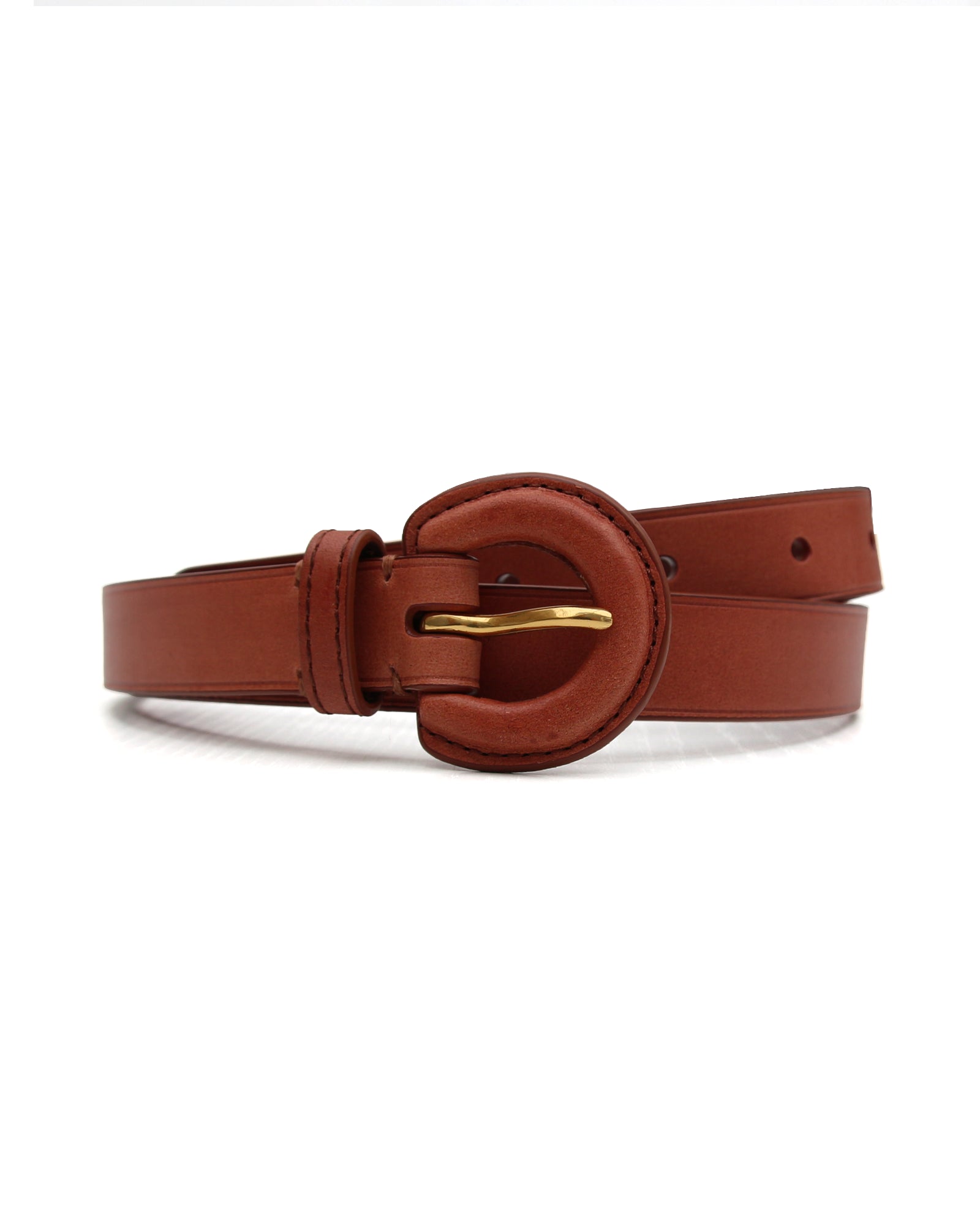 Cognac Leather Horseshoe Buckle Belt