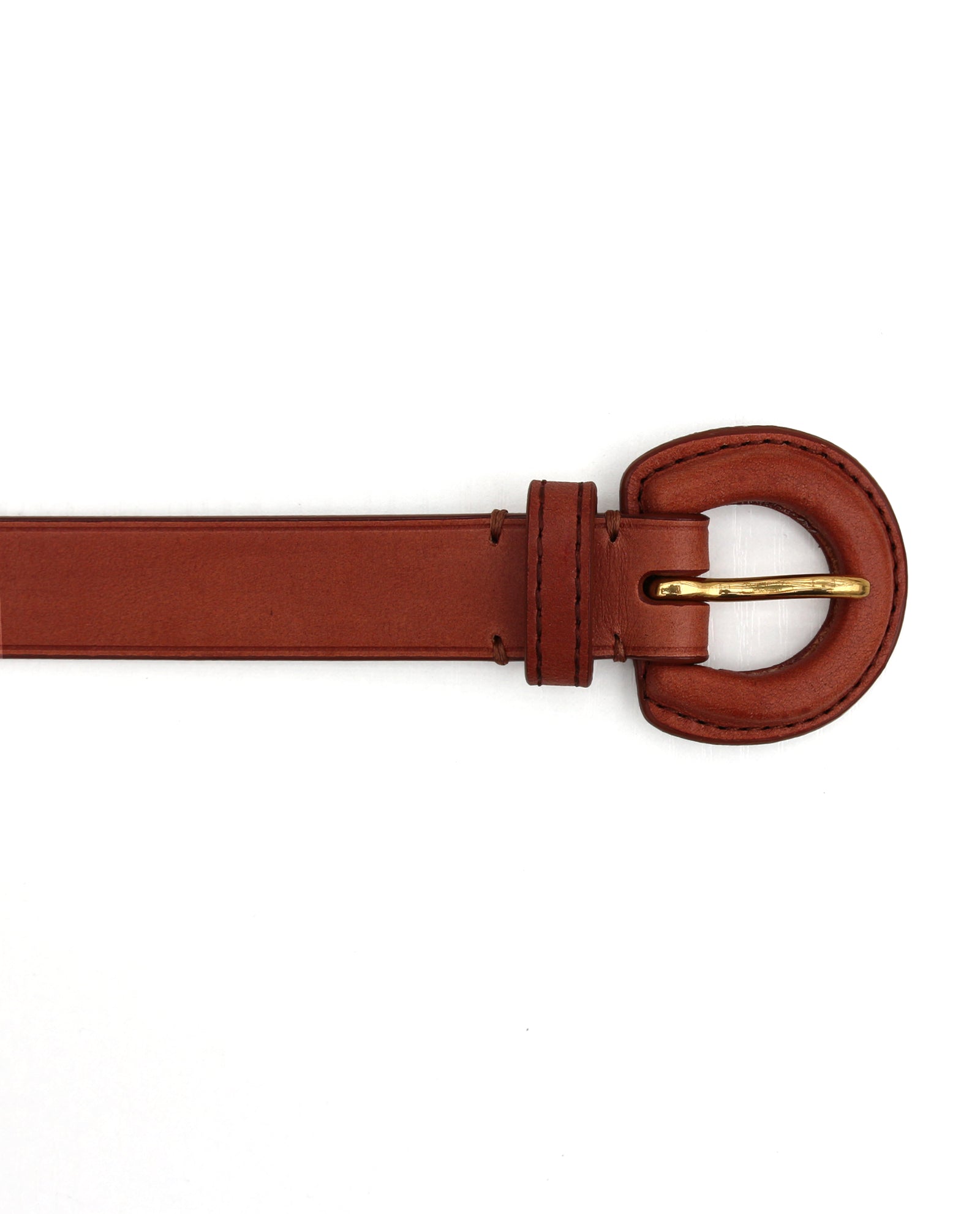Cognac Leather Horseshoe Buckle Belt