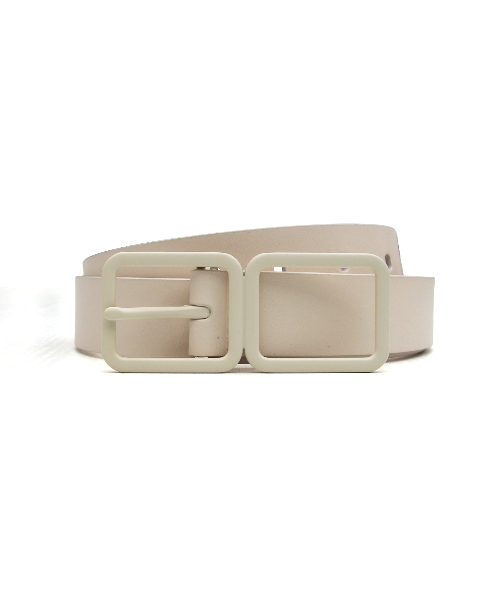 Cream Leather Square Buckle Belt
