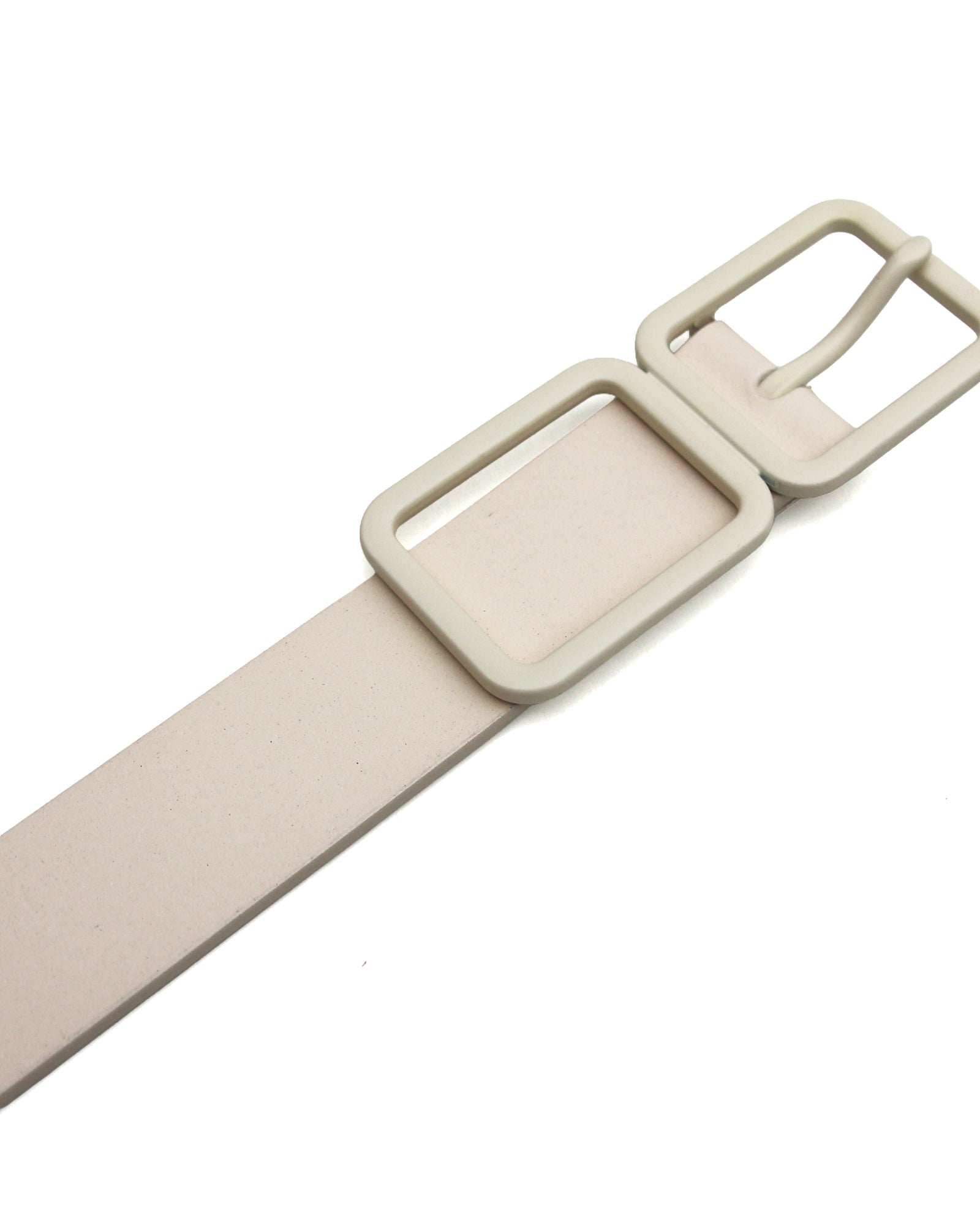 Cream Leather Square Buckle Belt