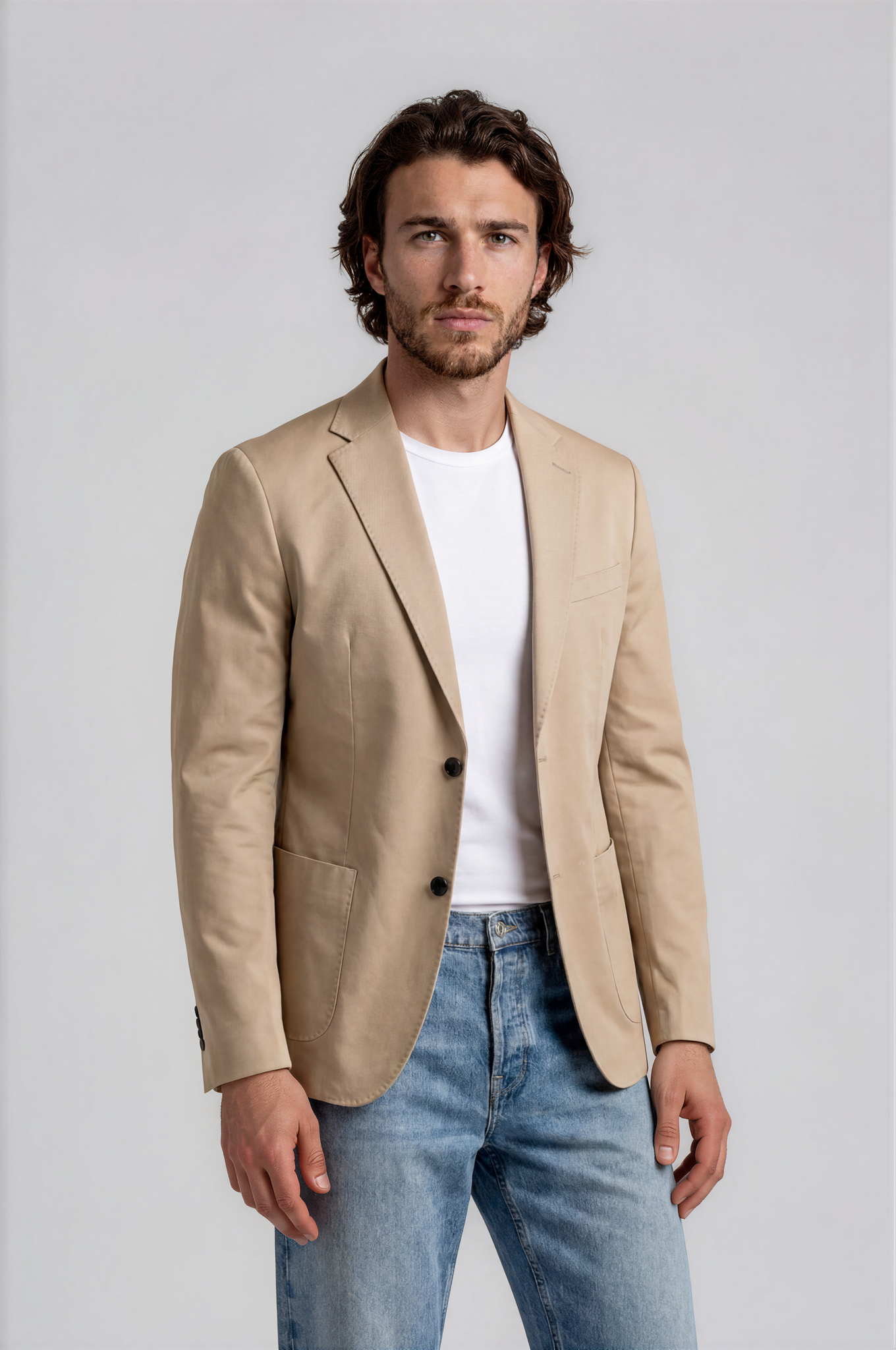 Classic Khaki Cotton-Blend Sport Coat