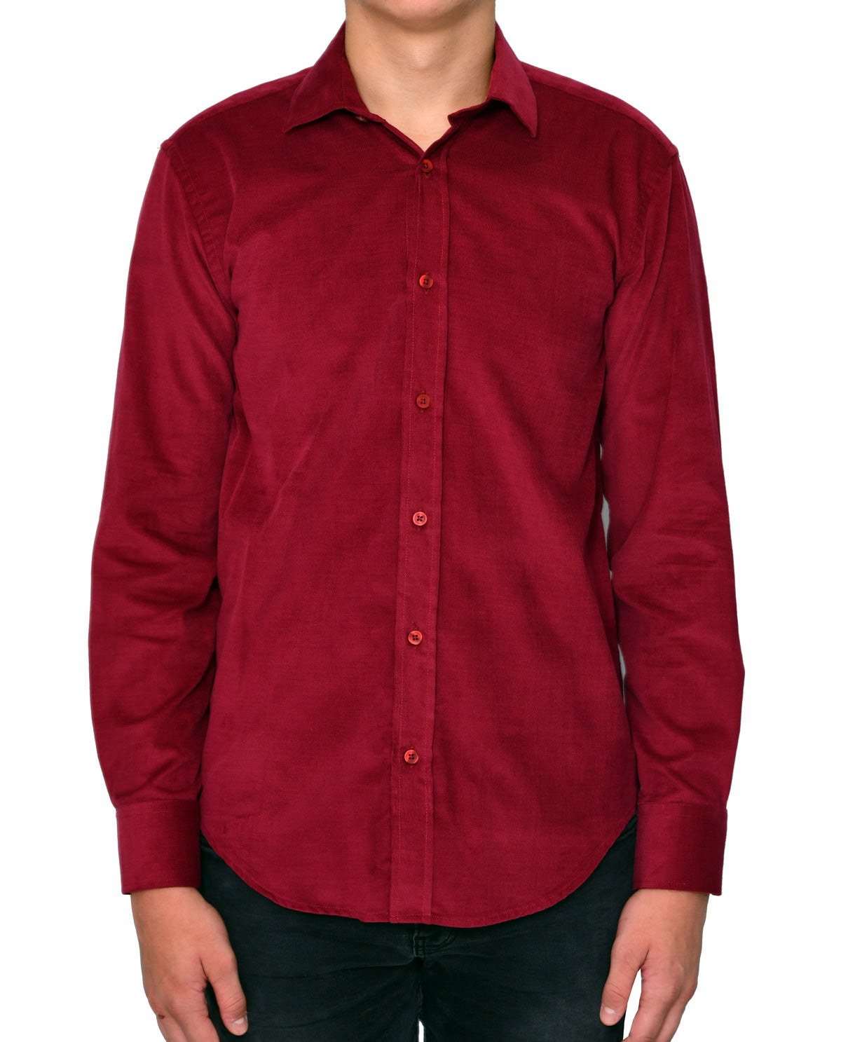 Men's Dark Red Corduroy Long Sleeve