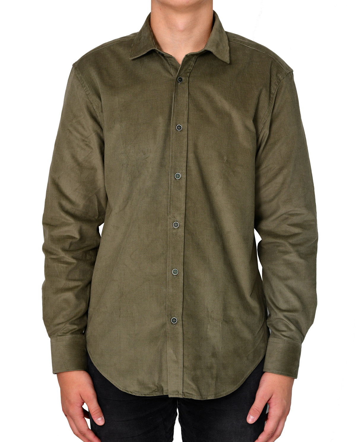 Men's Olive Corduroy Long Sleeve
