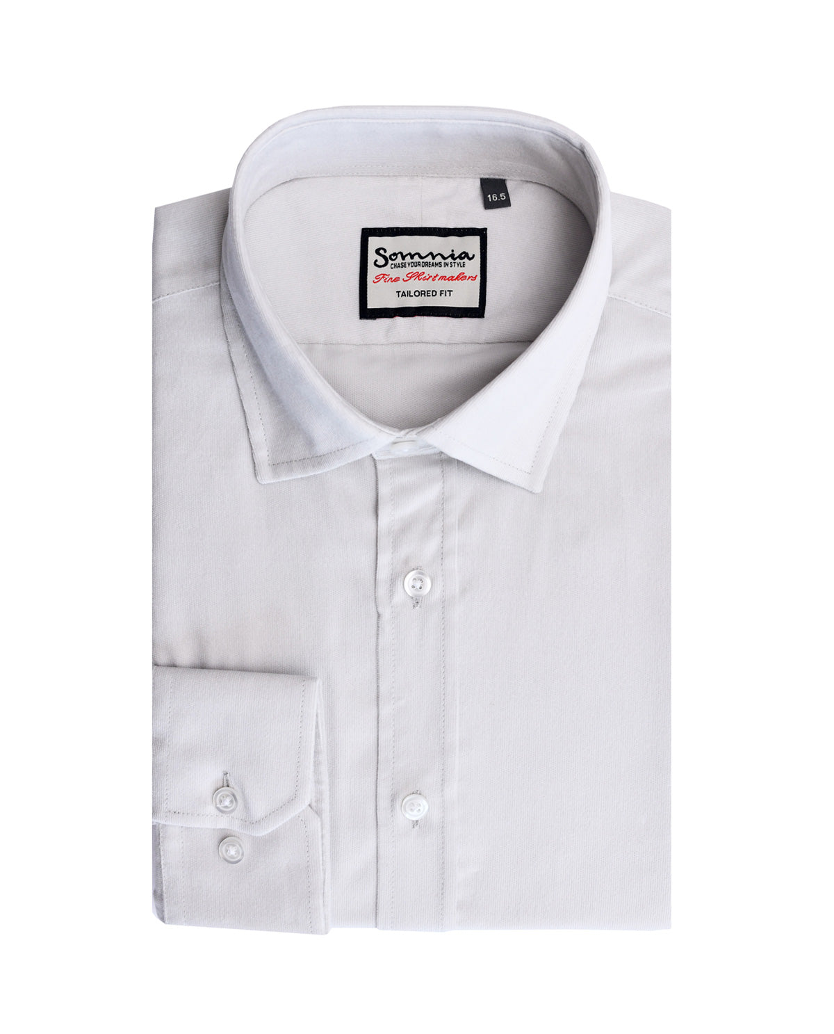 Men's Light Grey Corduroy Long Sleeve