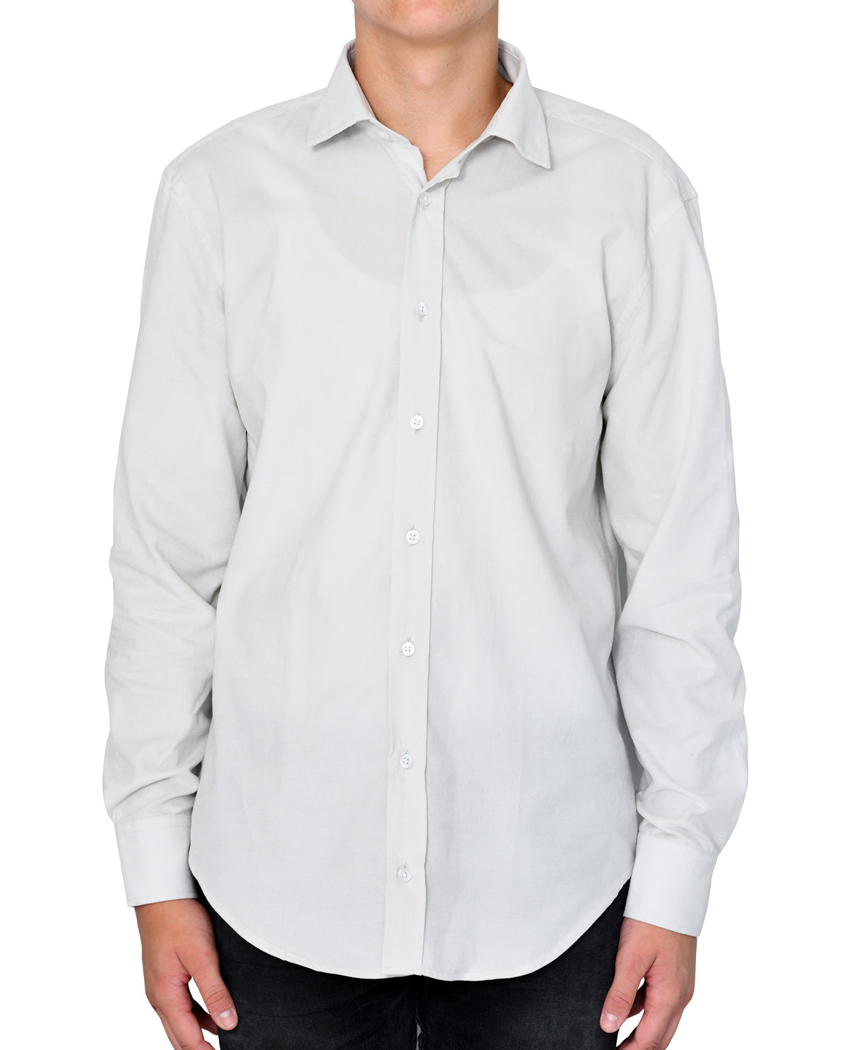 Men's Light Grey Corduroy Long Sleeve