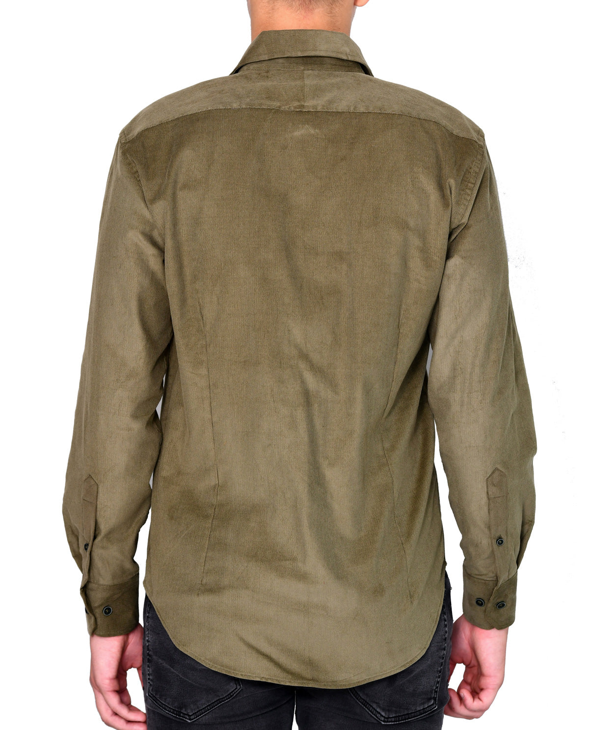 Men's Olive Wide Corduroy Long Sleeve
