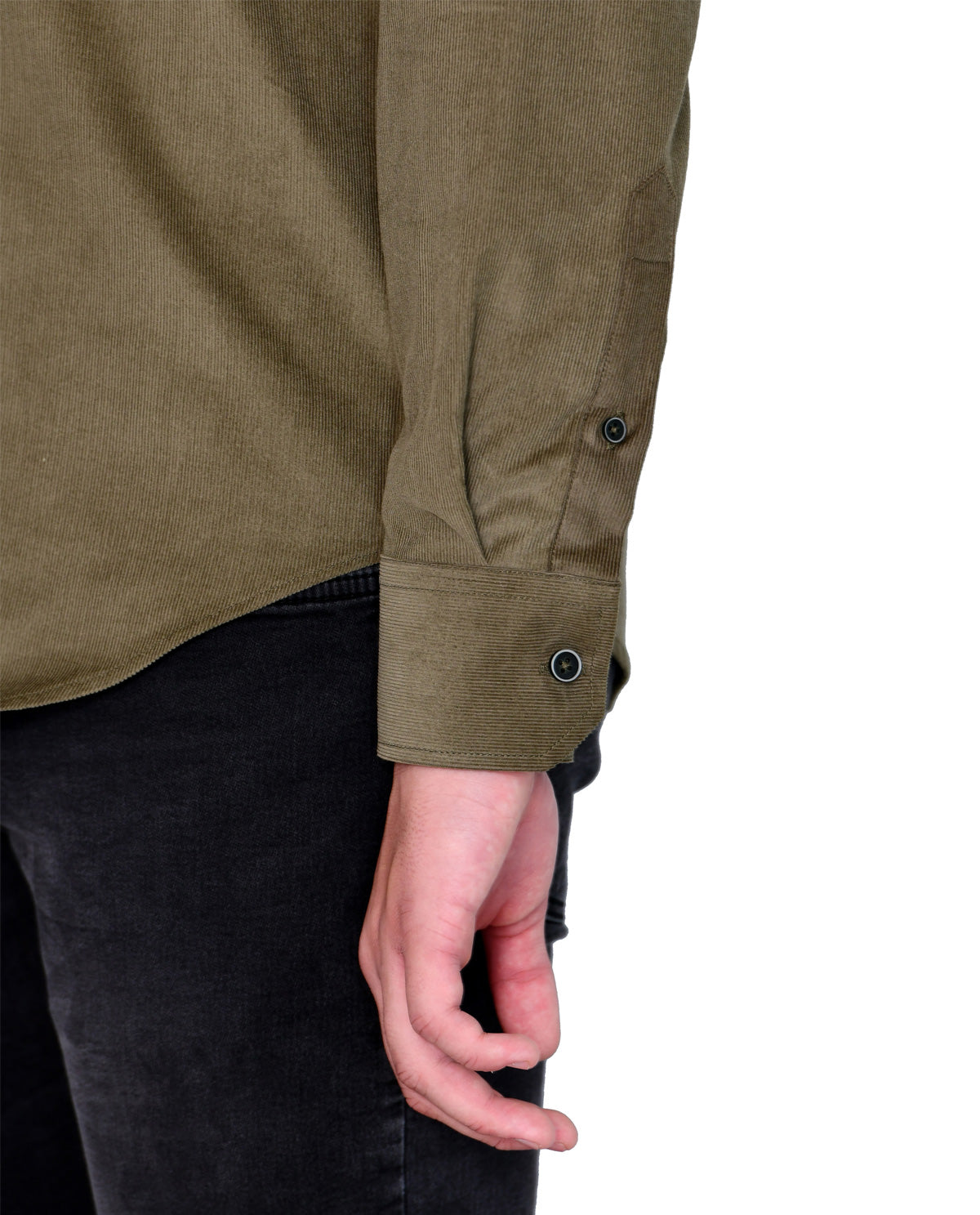 Men's Olive Wide Corduroy Long Sleeve