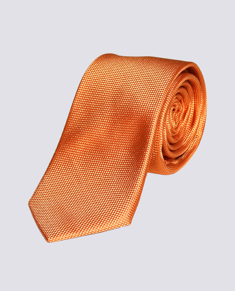Burnt Orange Silk Herringbone Tie
