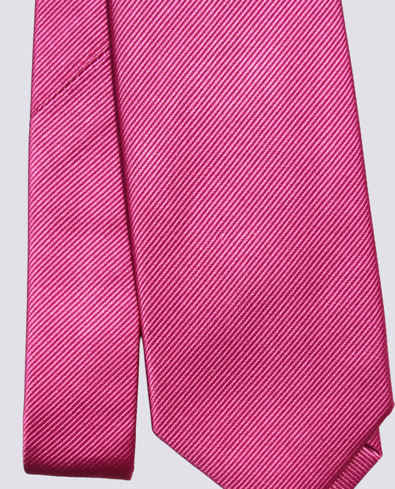 Raspberry Pink Silk Herringbone Tie