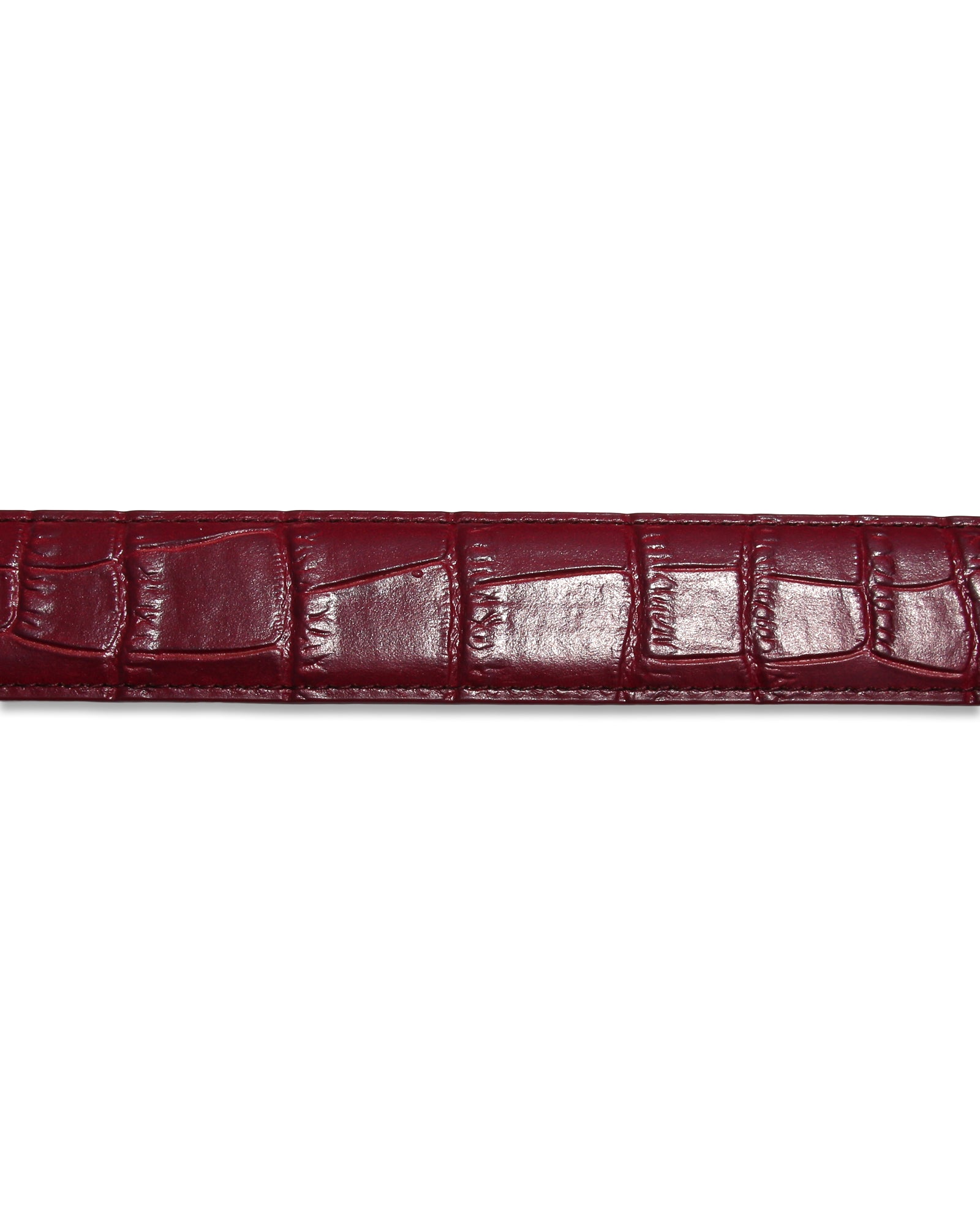 Crimson Red Croc Embossed Belt with Gold Buckle