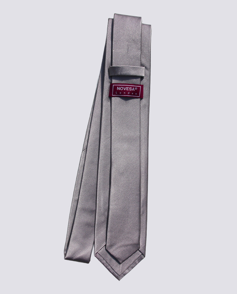 Silver Grey Silk Herringbone Tie