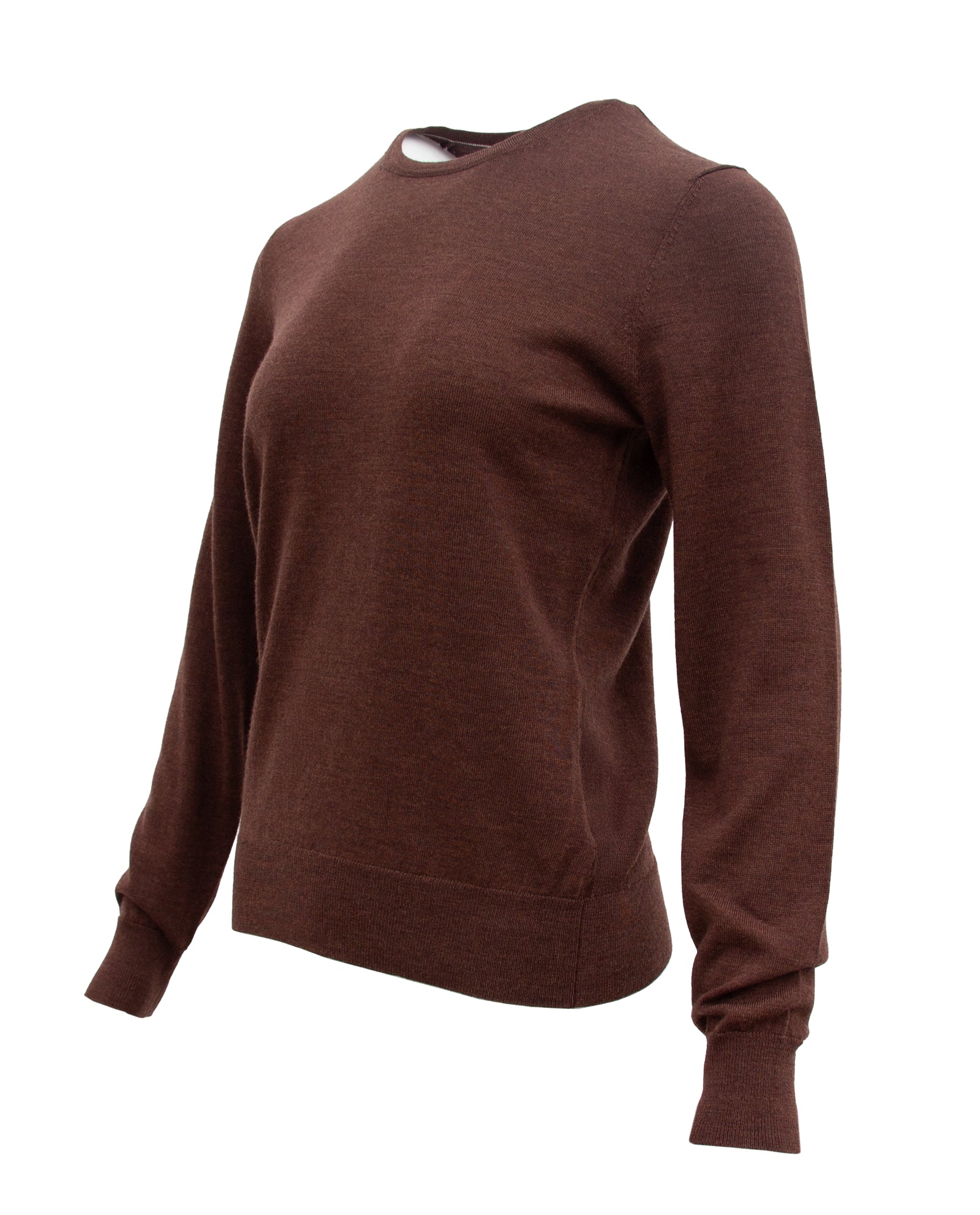 Women’s Extra Fine Merino Wool Crew Neck (Chocolate Brown)