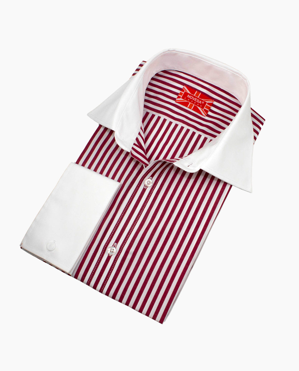 Red and White Contrast Collar and Cuff Shirt