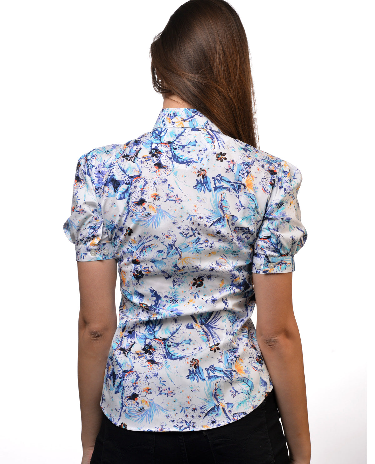 Brush Stroke Floral Print Short Sleeve
