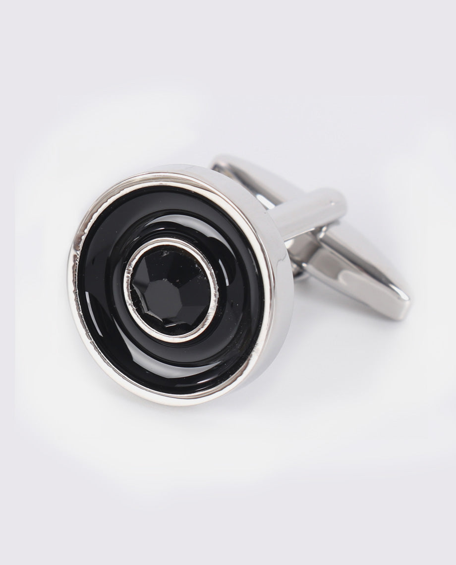 Black Oil Circle Cufflinks