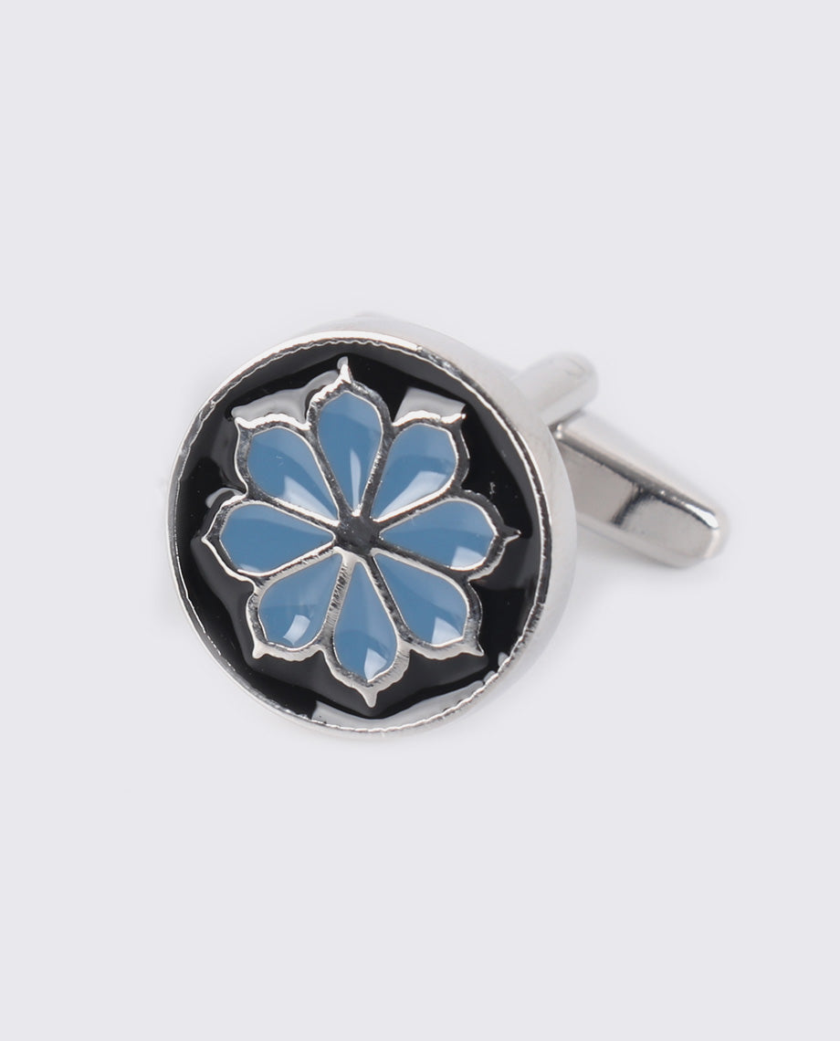Blue Enamel Flower Cufflinks
