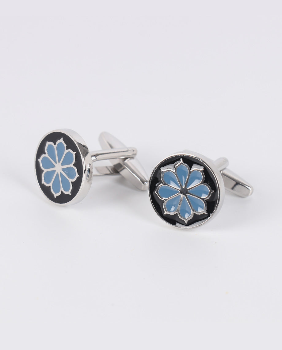 Blue Enamel Flower Cufflinks