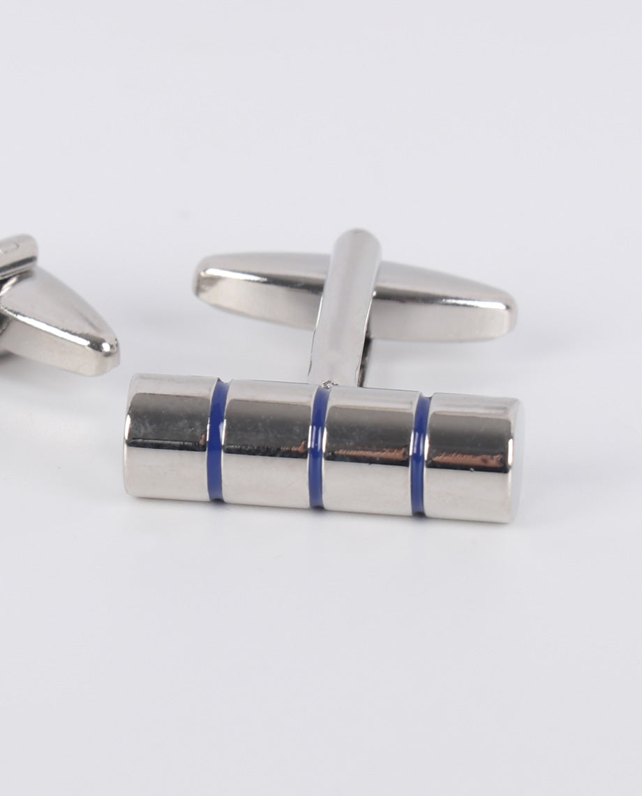 Blue Line Cylinder Cufflinks