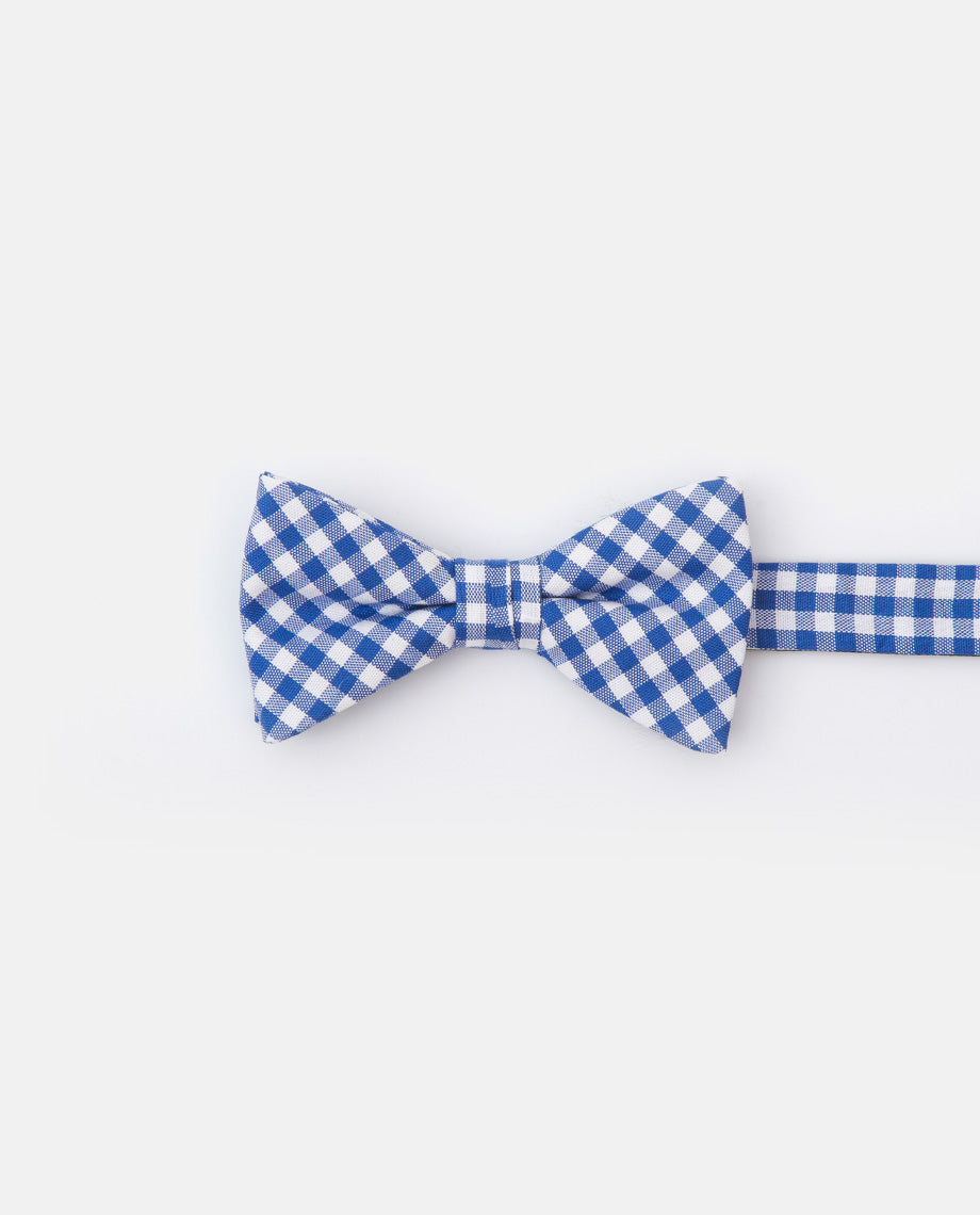 Blue Plaid Cotton Bowtie