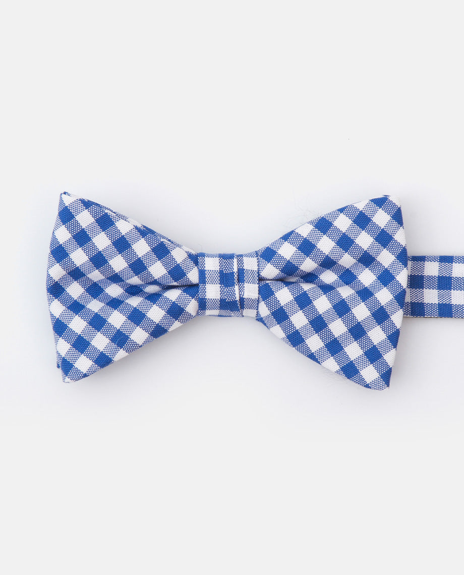 Blue Plaid Cotton Bowtie