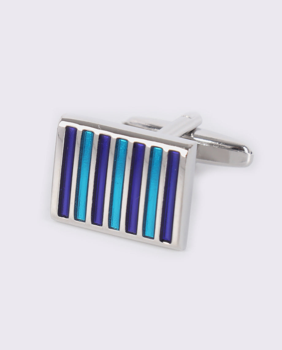 Blue and Silver Stripe Cufflinks