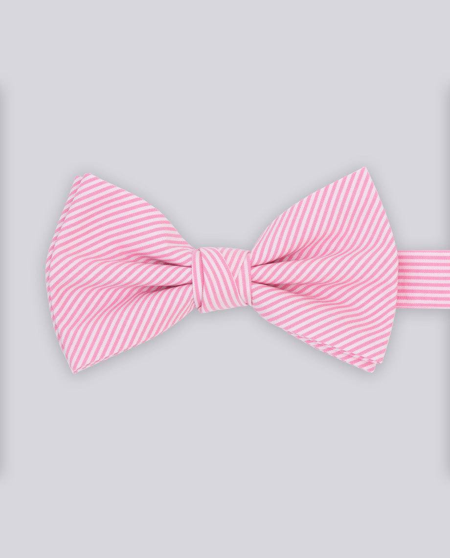 Pink Stripe Textured Bow Tie