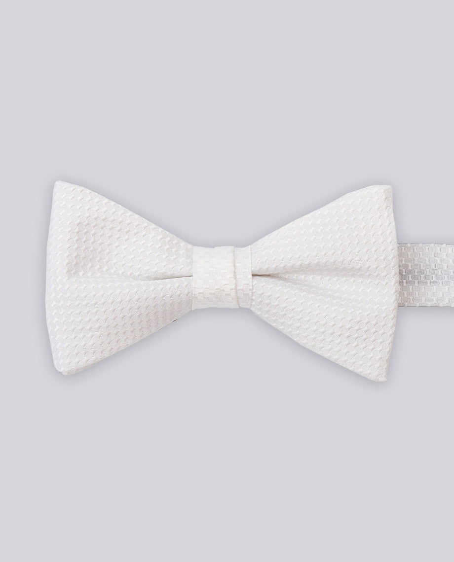 Plain white Textured Bow Tie