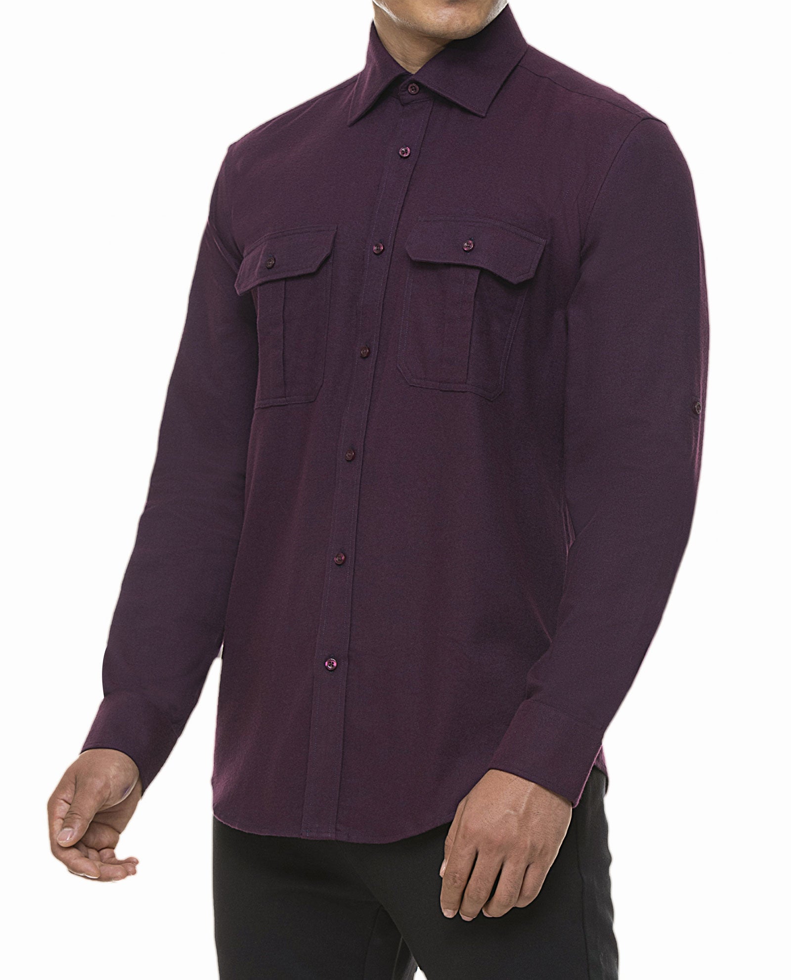 Flannel Burgundy Sport Shirt