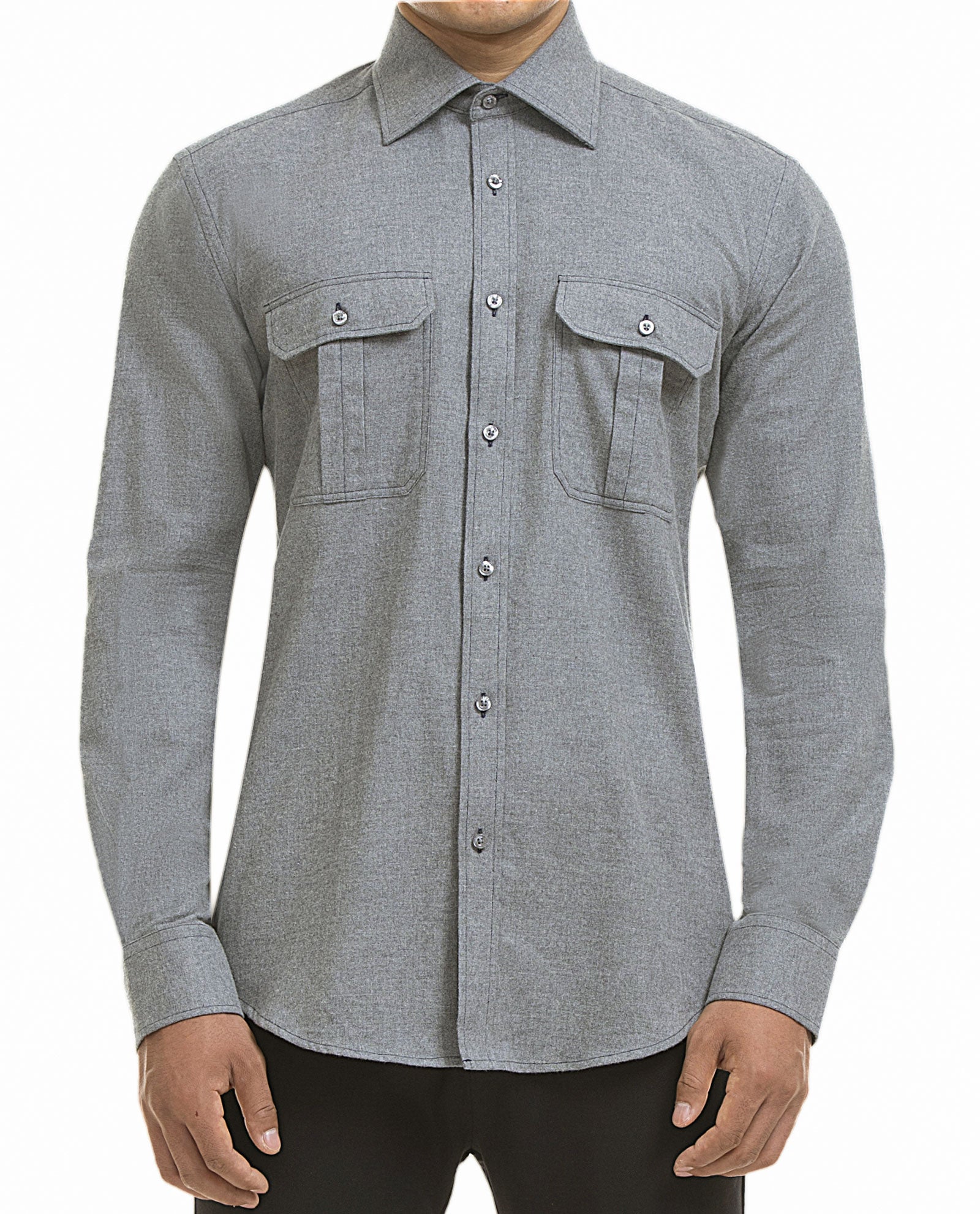 Flannel Light Charcoal Sport Shirt