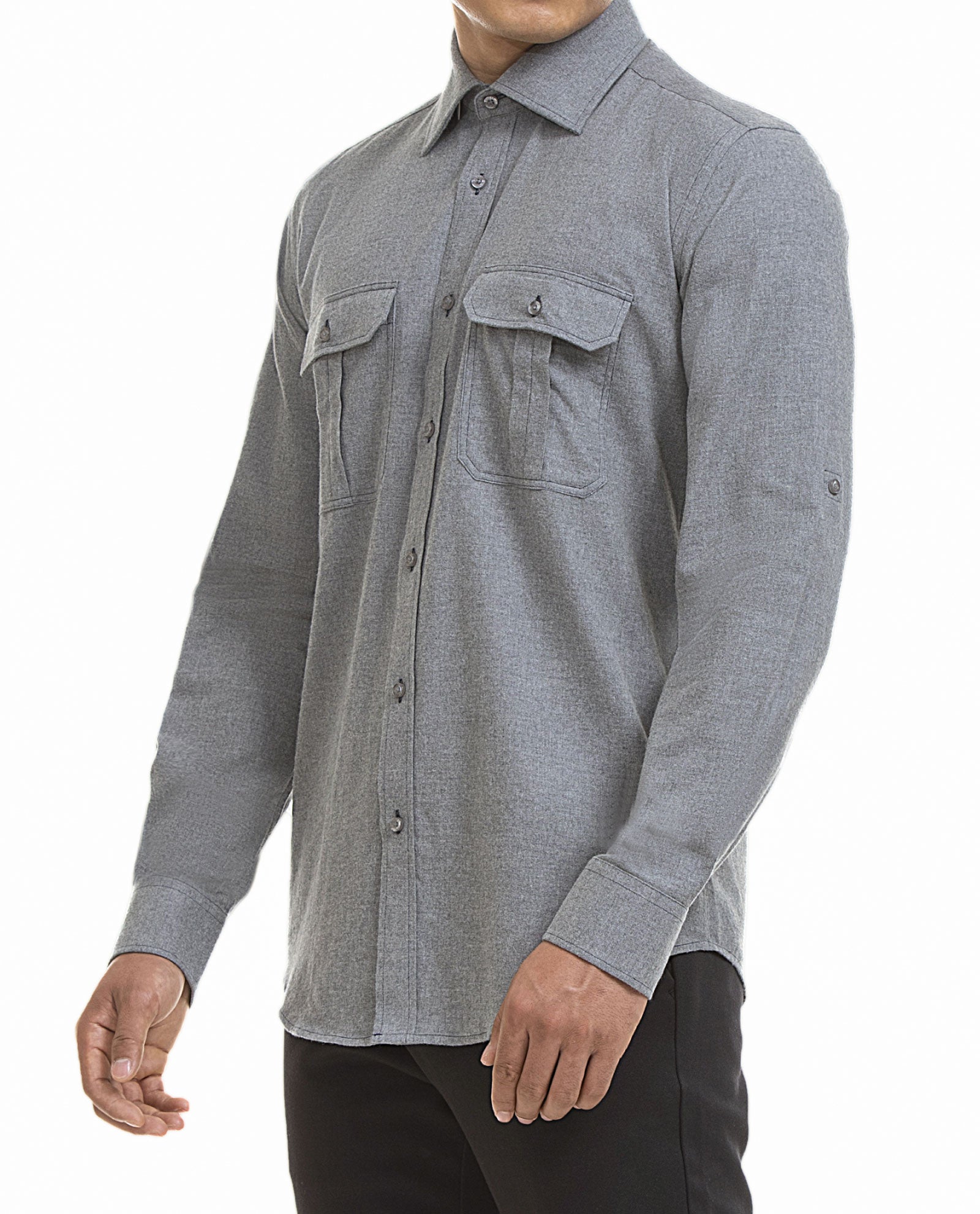 Flannel Light Charcoal Sport Shirt
