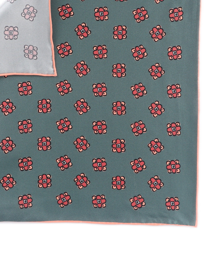 Floral on Olive Green Handkerchief