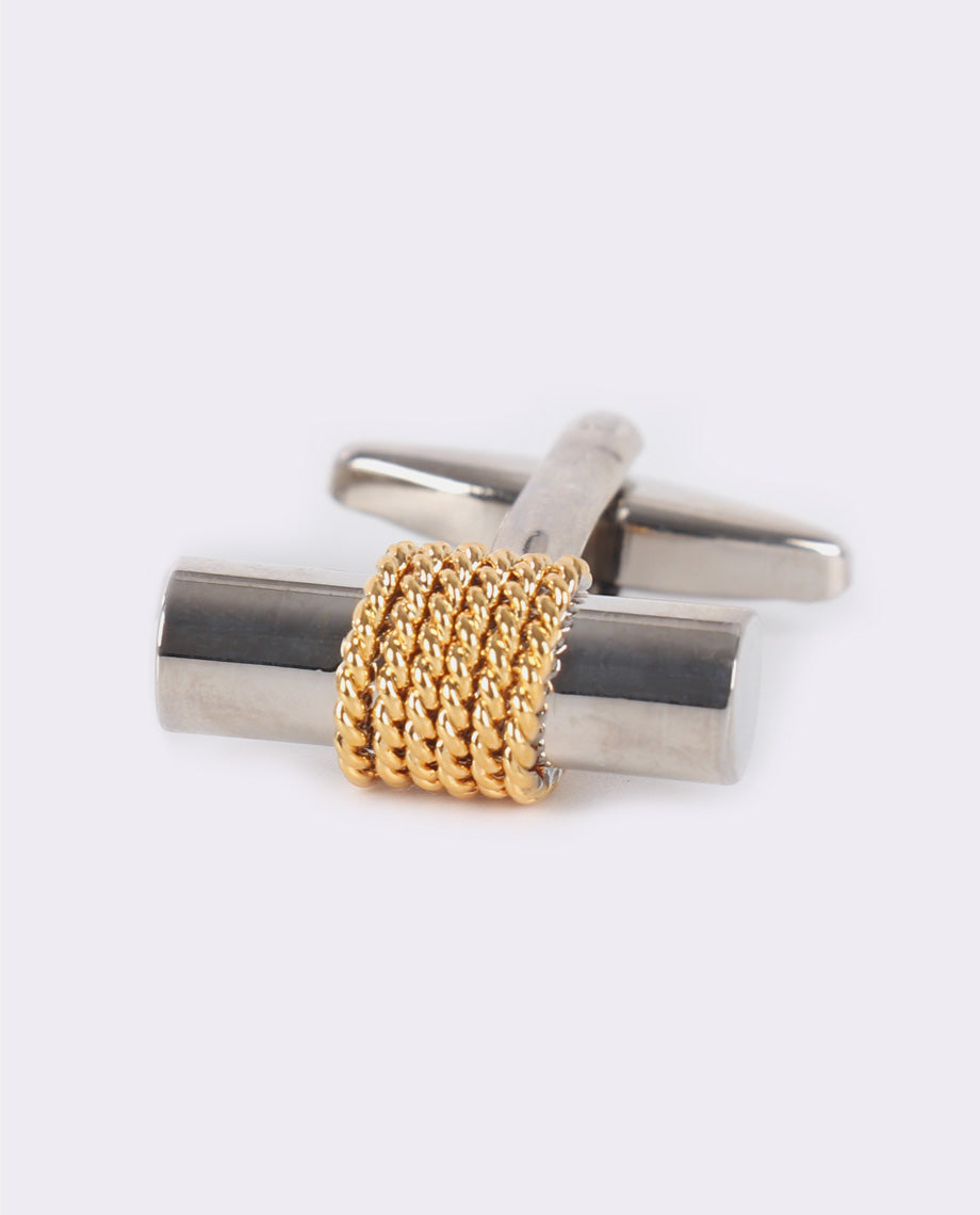 Gold and Silver Cylinder Cufflinks