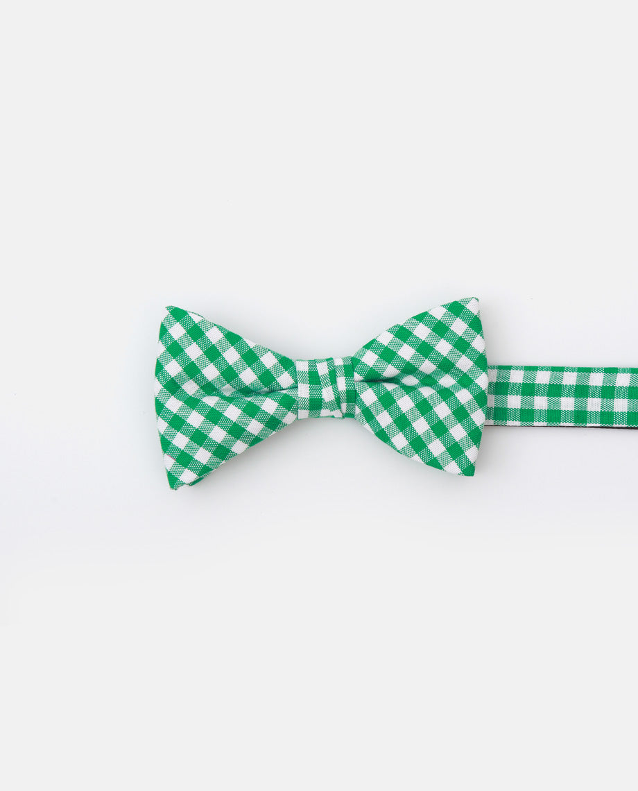 Green Plaid Cotton Bowtie