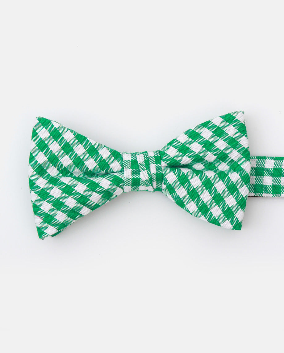 Green Plaid Cotton Bowtie