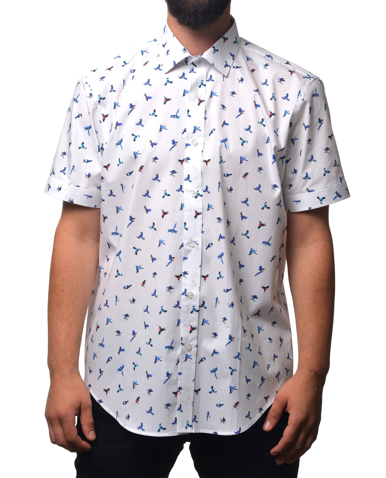 Hummingbird Pattern Short Sleeve Shirt