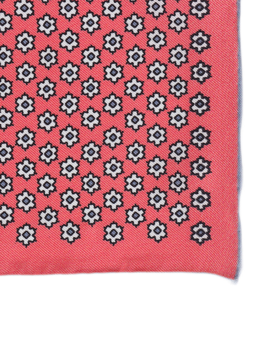 White Lilies on Coral Handkerchief