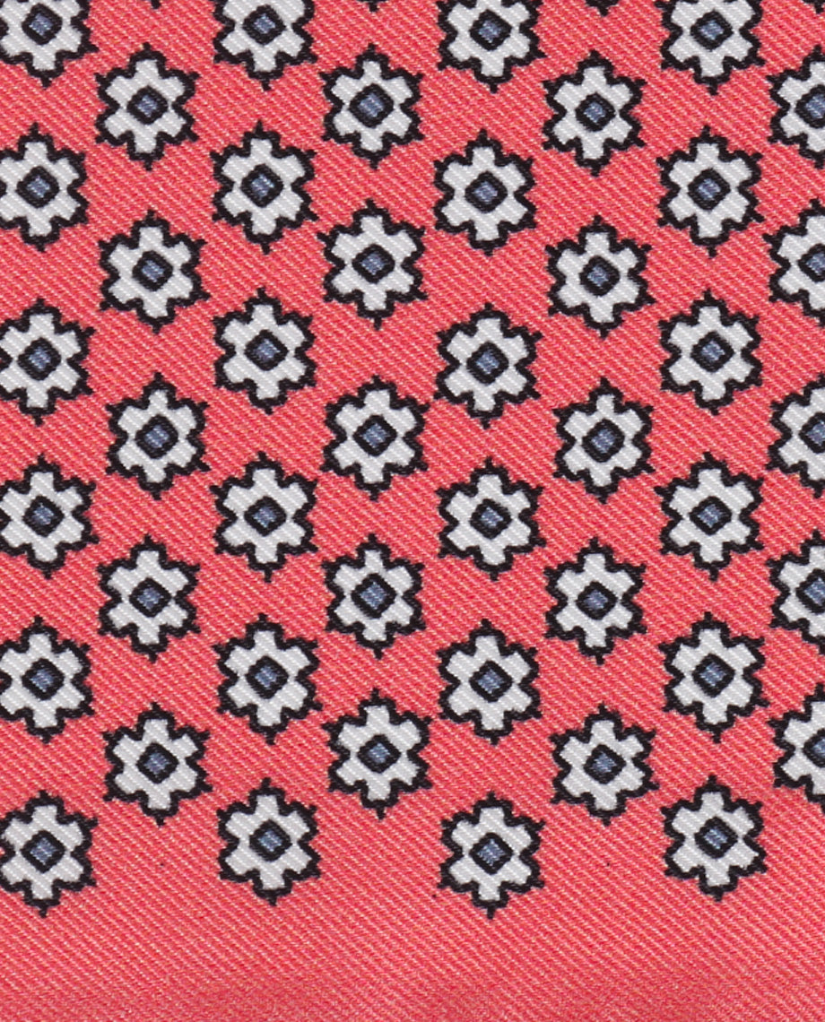 White Lilies on Coral Handkerchief