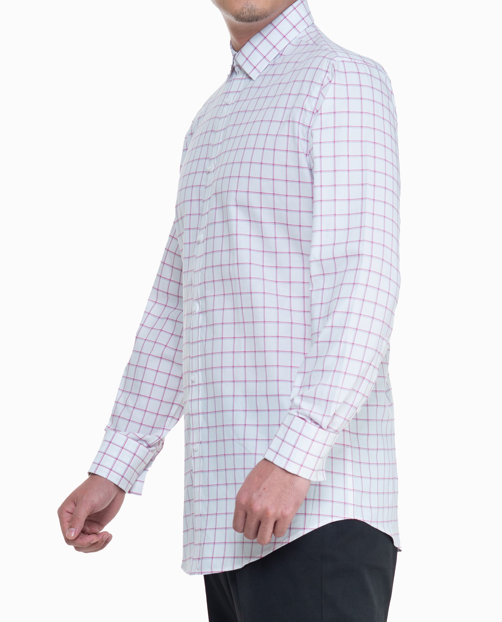 Magenta Blue Windowpane Mens Shirt