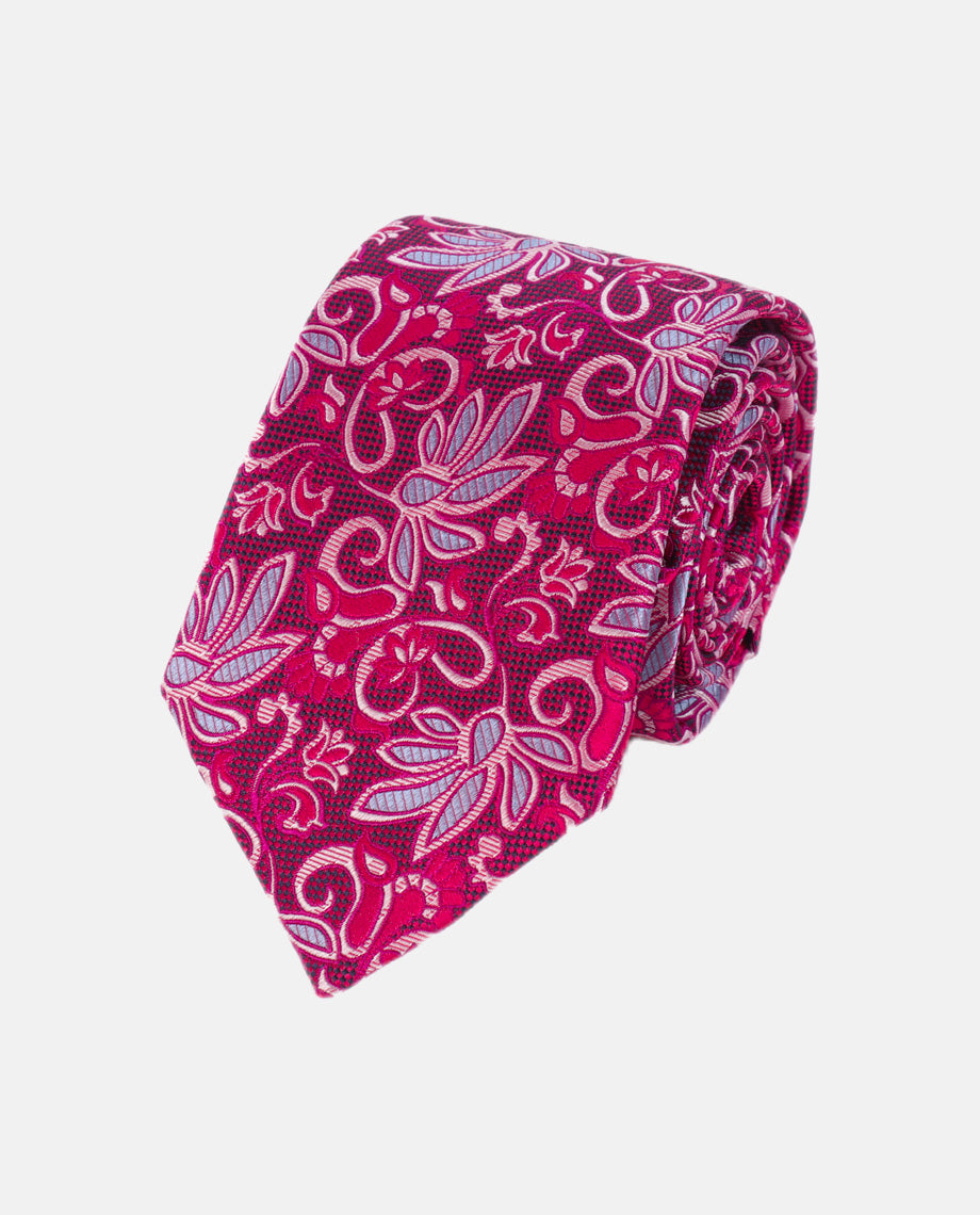Textured Magenta Floral Tie