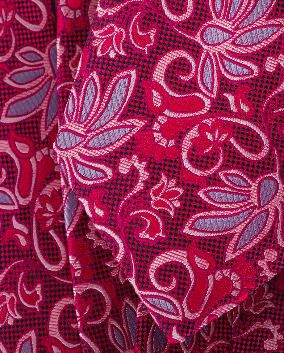 Textured Magenta Floral Tie