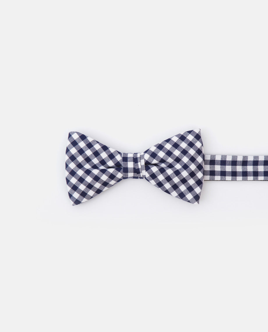 Navy Plaid Cotton Bowtie