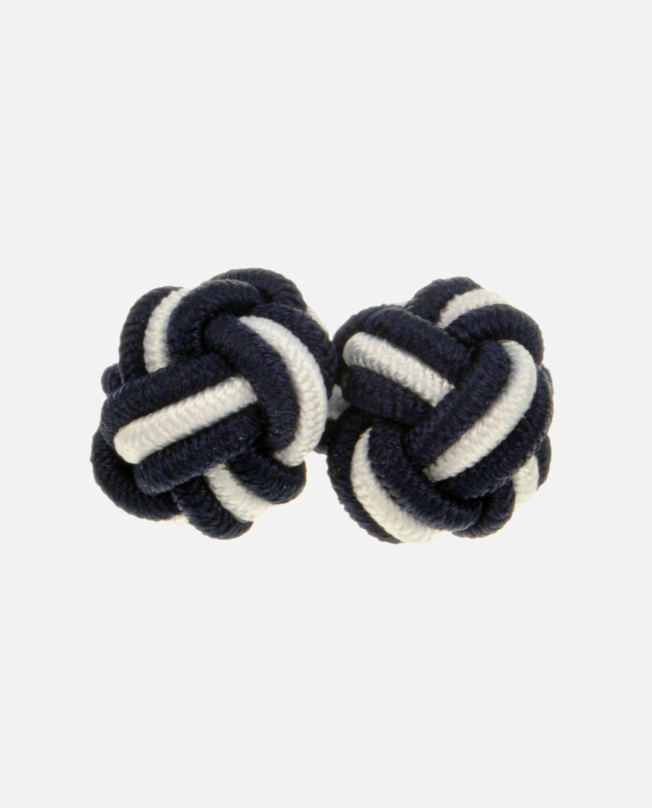Navy and White Silk Knots